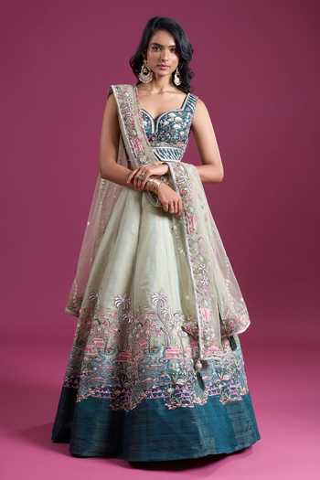 Samyukta Singhania Sequinned & Zari Embroidered Net Lehenga Set 