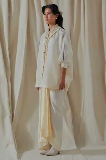 Shop_Aseem Kapoor_White Linen Collared Mandala Embroidered Shirt _Online_at_Aza_Fashions