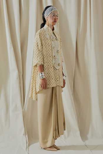 Buy_Aseem Kapoor_White Crepe Collared Atri Printed Shirt _Online_at_Aza_Fashions