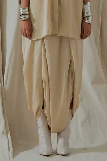 Aseem Kapoor_Blue Silk Mandarin Collar Mandala Embroidered Shirt And Dhoti Pant Set _Online_at_Aza_Fashions