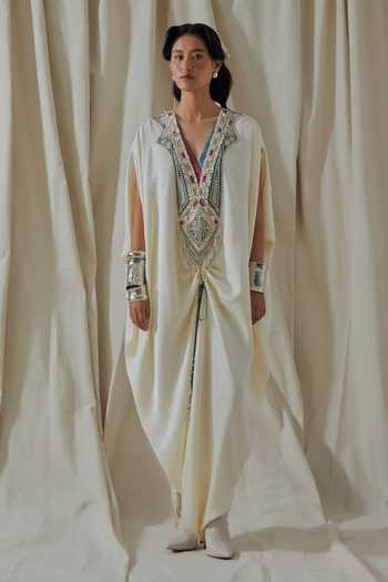 Aseem Kapoor_White Vayu Yoke Embroidered Jumpsuit _Online_at_Aza_Fashions