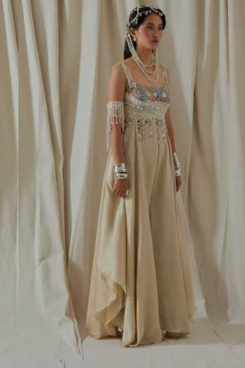 Buy_Aseem Kapoor_Beige Roohani Resham Work Jumpsuit _Online_at_Aza_Fashions
