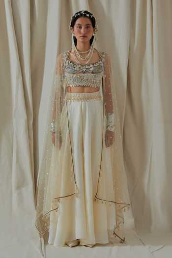 Buy_Aseem Kapoor_White Silk Aalya Embroidered Dupatta _Online_at_Aza_Fashions