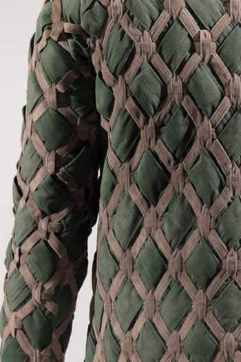 Shop_Jubinav Chadha_Green Suede Interwoven And Beige Sweatshirt 