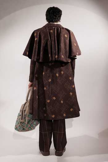 Jubinav Chadha Postcard Print Flared Trench Coat 
