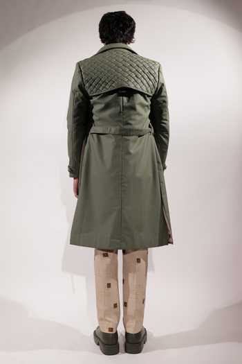 Jubinav Chadha Leatherette Trench Coat With Belt 