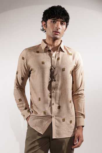 Jubinav Chadha Postcard Print Cotton Silk Shirt 