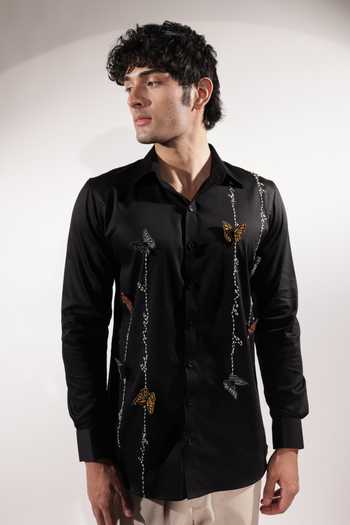 Jubinav Chadha 3D Butterflies & Kantha Embroidered Shirt 