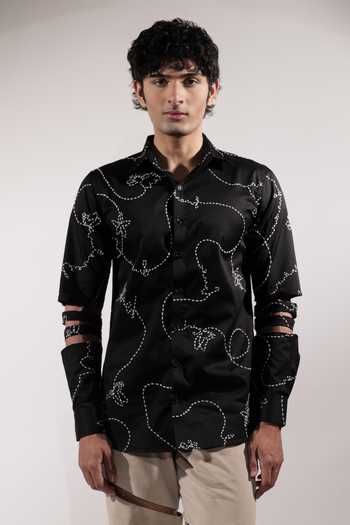 Jubinav Chadha Kantha & Levitating Detailed Sleeve Shirt 
