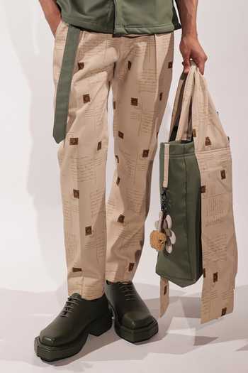 Shop_Jubinav Chadha_Beige Crepe Postcard Print Pant _Online_at_Aza_Fashions