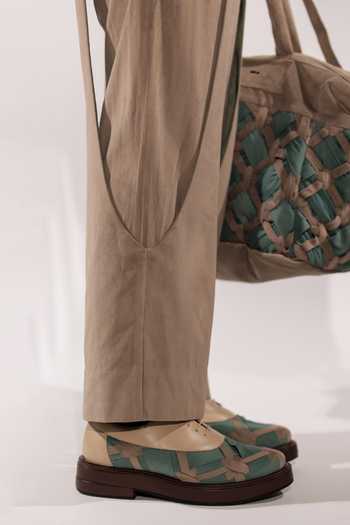 Buy_Jubinav Chadha_Beige Suede Paneled Pant _Online_at_Aza_Fashions