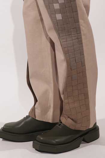 Jubinav Chadha_Beige Linen Ombre Woven Flap Pant _Online_at_Aza_Fashions