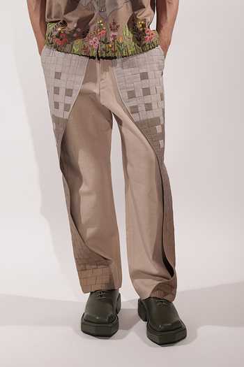 Buy_Jubinav Chadha_Beige Linen Ombre Woven Flap Pant _Online_at_Aza_Fashions