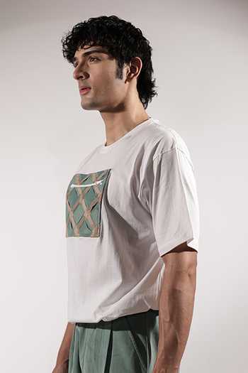 Jubinav Chadha_White Cotton Woven Pocket T-shirt _Online_at_Aza_Fashions