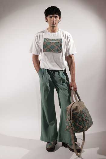 Shop_Jubinav Chadha_White Cotton Woven Pocket T-shirt _Online_at_Aza_Fashions