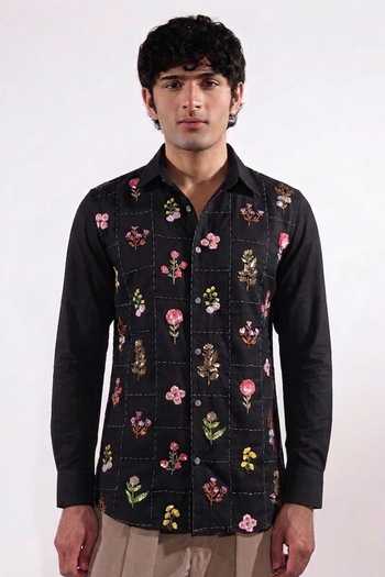 Jubinav Chadha Floral Embroidered Shirt 