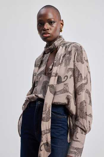 Buy_Reistor_Grey Bemberg High Neck Animal Print Shirt _Online_at_Aza_Fashions