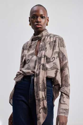 Buy_Reistor_Grey Bemberg High Neck Animal Print Shirt 