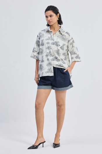 Buy_Reistor_Grey Cotton Collared Animal Print Shirt _Online_at_Aza_Fashions