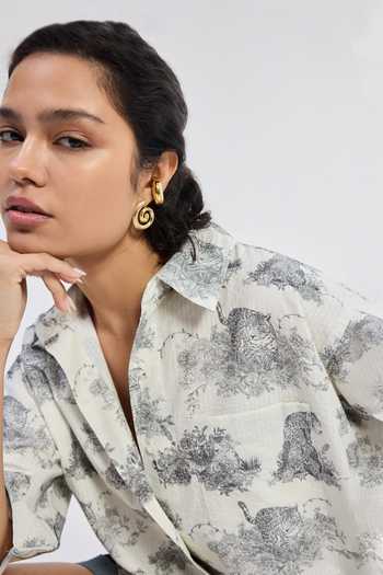 Shop_Reistor_Grey Cotton Collared Animal Print Shirt _Online_at_Aza_Fashions