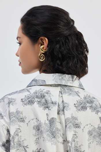 Buy_Reistor_Grey Cotton Collared Animal Print Shirt 