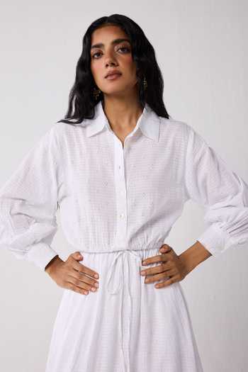 Shop_Reistor_White Cotton Collared Embroidered Tiered Dress 