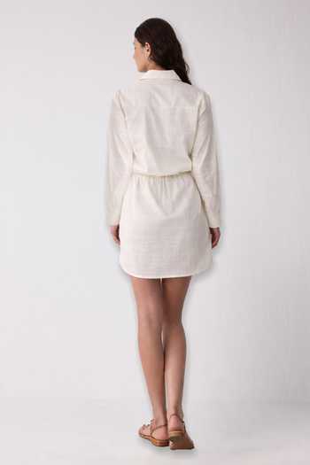 Reistor_Off White Cotton Collared Meet Me By The Cliff Dress _Online_at_Aza_Fashions