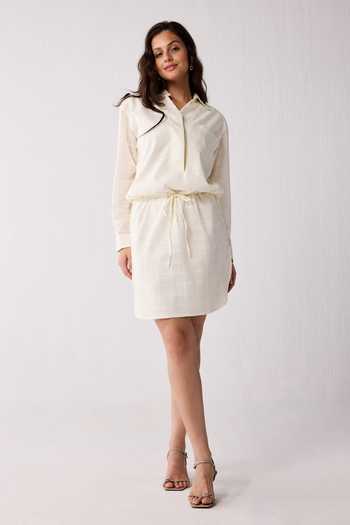 Buy_Reistor_Off White Cotton Collared Meet Me By The Cliff Dress 