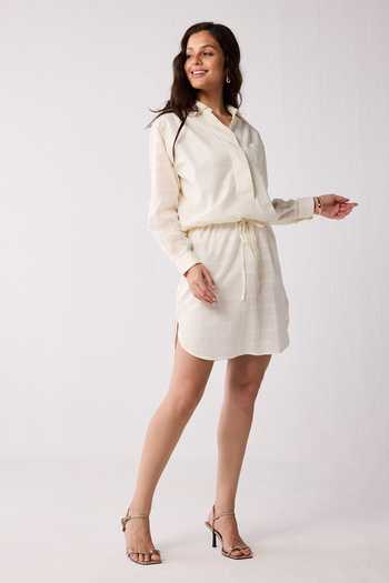 Shop_Reistor_Off White Cotton Collared Meet Me By The Cliff Dress 