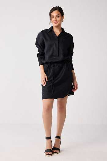 Buy_Reistor_Black Hemp Collared Meet Me By The Cliff Dress _Online_at_Aza_Fashions