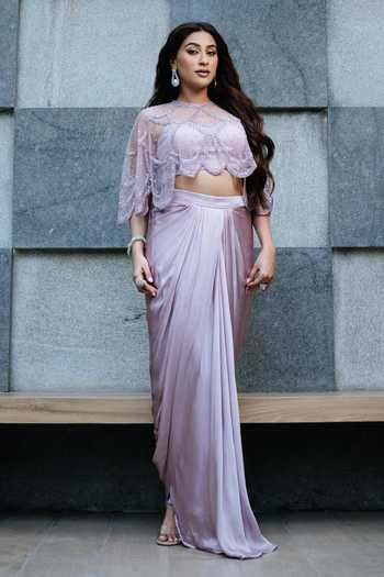 Richa Jaisinghani Label Embellished Cape & Skirt Set 