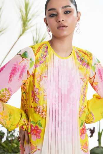 Buy_Siddhartha Bansal_Multi Color Crepe Round Neck Lovefool Kaftan Dress _Online_at_Aza_Fashions