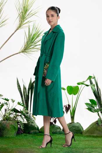 Buy_Siddhartha Bansal_Green Linen First Move Coat _Online_at_Aza_Fashions