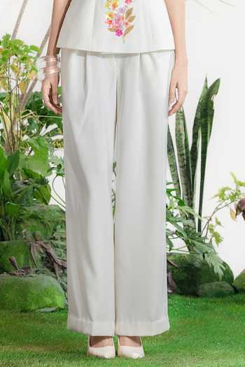 Buy_Siddhartha Bansal_Off White Crepe Collared Power Love Blazer Set _Online_at_Aza_Fashions