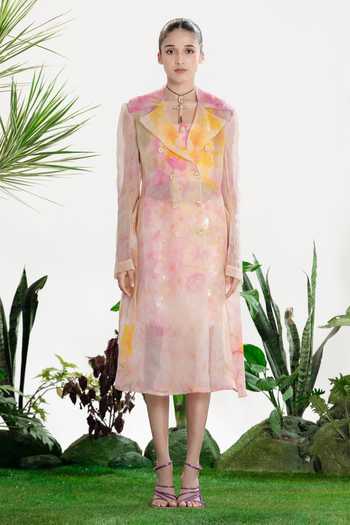 Buy_Siddhartha Bansal_Multi Color Crepe, Organza Bandeau Neck Fun Girl Top Skirt Set _Online_at_Aza_Fashions