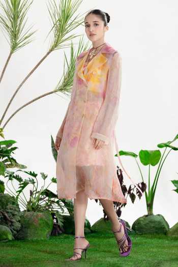 Siddhartha Bansal_Multi Color Crepe, Organza Bandeau Neck Fun Girl Top Skirt Set _at_Aza_Fashions