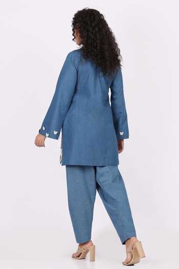 Soniya G Denim Embroidered Kurta & Salwar Set 