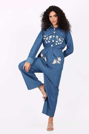 Buy_Soniya G_Blue Dori Kadai Work Denim Jumpsuit _Online_at_Aza_Fashions