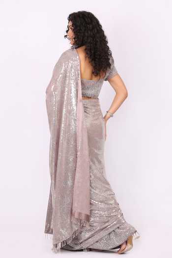 Soniya G Sequinned Pre-Draped Saree & Blouse Set 