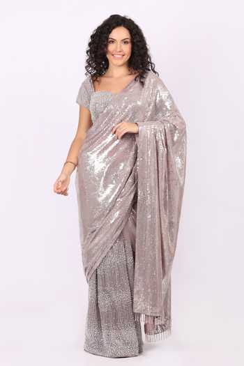 Soniya G Sequinned Pre-Draped Saree & Blouse Set 