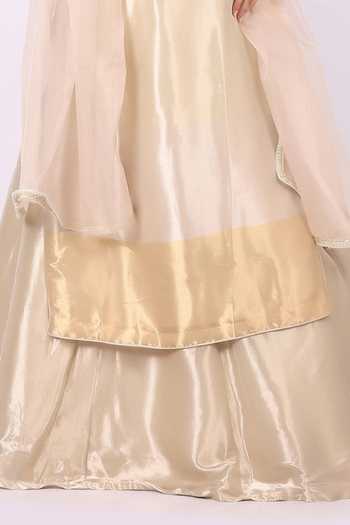 Buy_Soniya G_Gold Tissue V-neck, Yes Embroidered Yoke Kurta Gharara Set _Online_at_Aza_Fashions