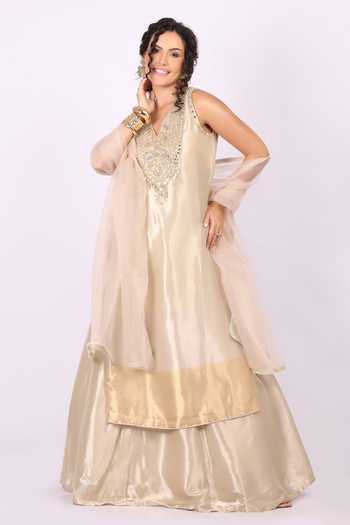 Soniya G Embroidered Yoke Kurta Gharara Set 