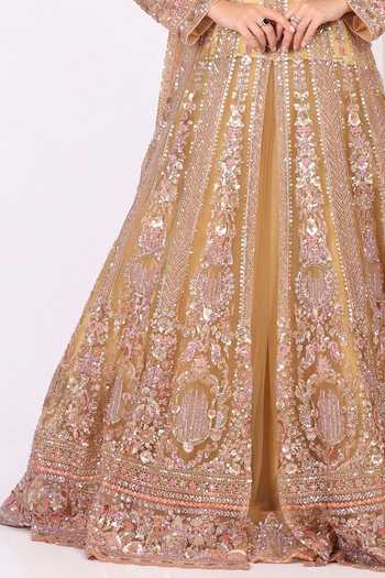 Buy_Soniya G_Pink Net Round Neck Intricately Embroidered Anarkali And Dupatta Set _Online_at_Aza_Fashions