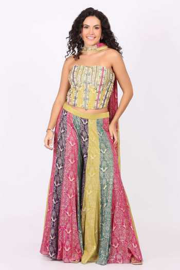 Soniya G Color Block Panel Lehenga Set 