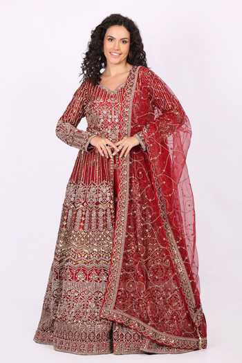 Soniya G Crystal Embroidered Anarkali Lehenga Set 