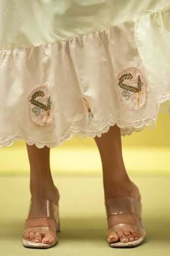 Buy_Vaani Beswal_Ivory Cotton Round Neck Twilight Handwoven Dress 