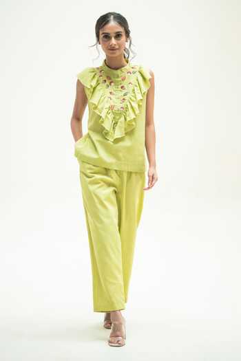 Vaani Beswal Furrow Handwoven Cotton Top & Pant Set 