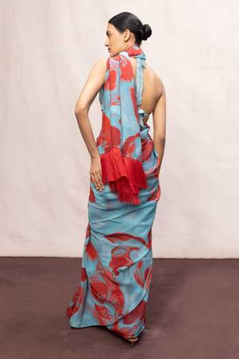 Ekaya Banaras Abstract Pattern Saree With Running Blouse 