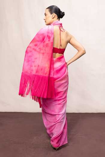 Ekaya Banaras Chiffon Printed Saree With Running Blouse 