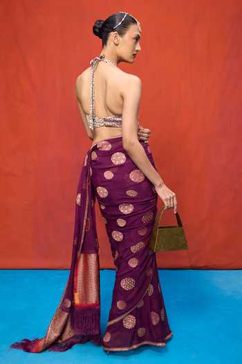 Ekaya Banaras Handwoven Chiffon Banarasi Saree With Running Blouse 
